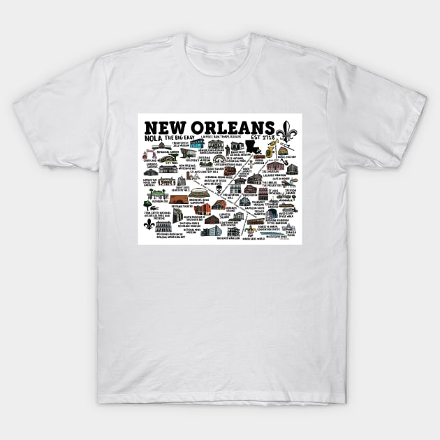 New Orleans Map T-Shirt by fiberandgloss